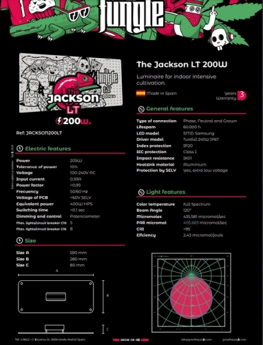 Grow The Jungle The Jackson LITE 200W Lampa LED Grow Dimmable SMD Samsung