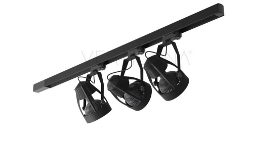 Zestaw oświetleniowy VERTICANA 3x żarówka + holder + szyna | CZARNY | soczewka 45°