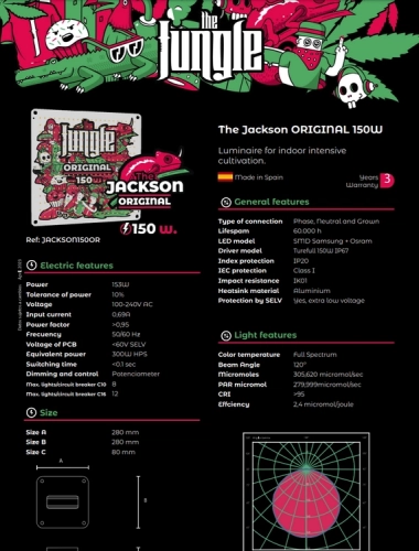 Grow The Jungle The Jackson ORIGINAL 150W Lampa LED Grow Dimmable SMD Samsung + Osram