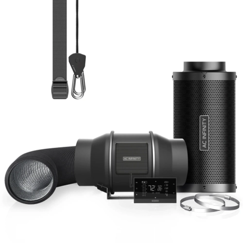 Zestaw wentylacyjny AC Infinity 150mm 680 m3/h - wentylator kanałowy z kontrolerem AI+ Pro temp. i wilgotności, filtr węglowy + przewody