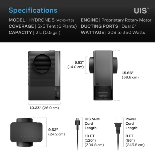 AC Infinity HYDRONE 5 – Osuszacz powietrza do growboxa / namiotu uprawowego