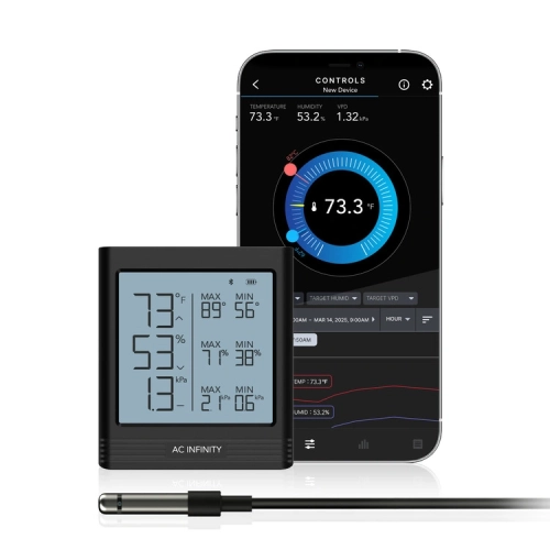 AC Infinity Smart Hygrometer B1 – inteligentna stacja pogody Bluetooth z zew. czujnikiem 3,66m | miernik temperatury i higrometr AC Infinity